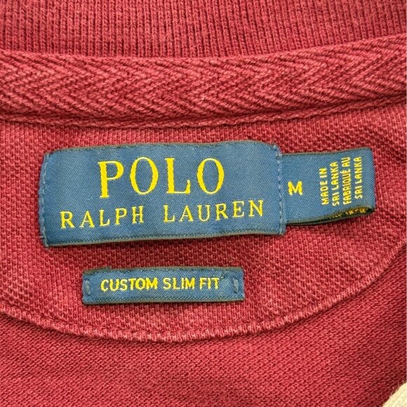 Polo Ralph Lauren Skull & Bones Rugby Shirt RLFC Burgundy Blue Stripe Men Size M - Picture 5 of 7